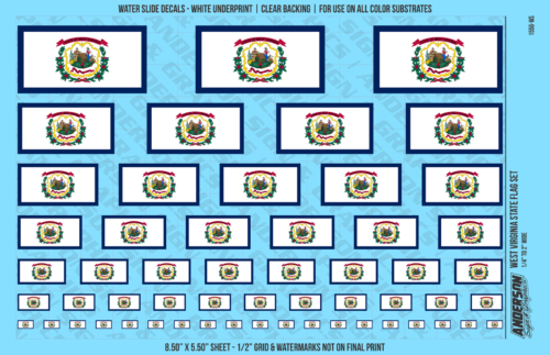 ASG Waterslide Decals - West Virginia State Flag Set
