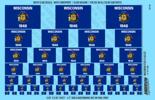 ASG Waterslide Decals - Wisconsin State Flag Set