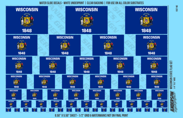 ASG Waterslide Decals - Wisconsin State Flag Set