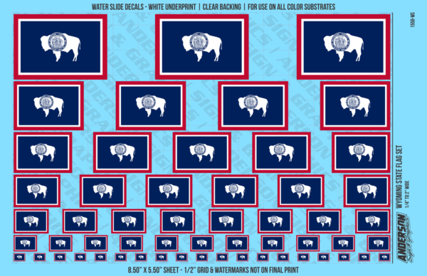 ASG Waterslide Decals - Wyoming State Flag Set