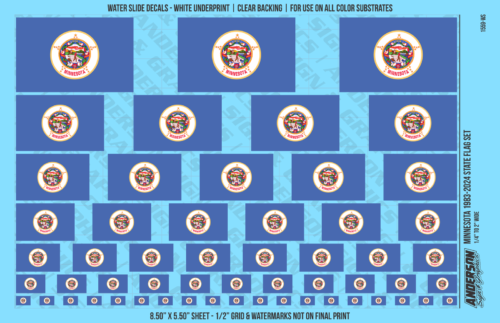 ASG Waterslide Decals - Former Minnesota State Flag Set 1983-2024