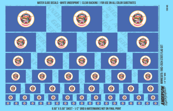 ASG Waterslide Decals - Former Minnesota State Flag Set 1983-2024