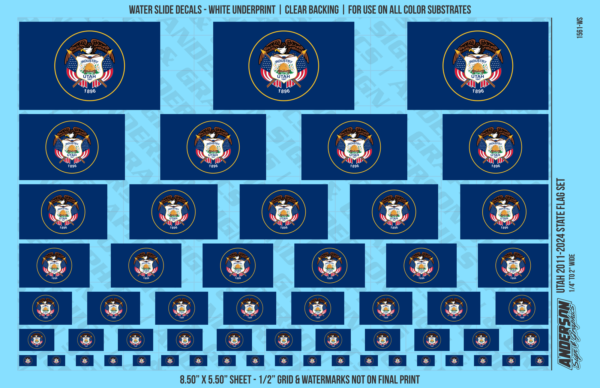 ASG Waterslide Decals - Former Utah State Flag Set 2011-2024