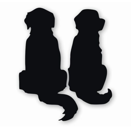 Two Golden Retriever Dogs Silhouette - Vinyl Decal Sticker - CHOOSE Size & Color