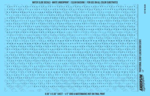ASG Waterslide Decals - Traditional Serif Lettering Numbers 1/16"