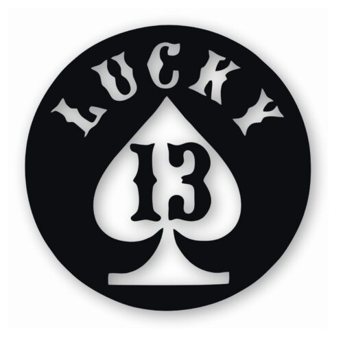 Lucky 13 Spade Card Motorcycle - Vinyl Decal Sticker - CHOOSE Size & Color