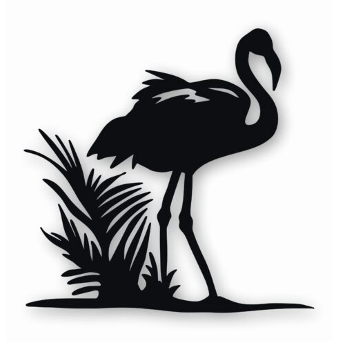 FLAMINGO Silhouette Grass Background - Vinyl Decal Sticker - CHOOSE Size & Color