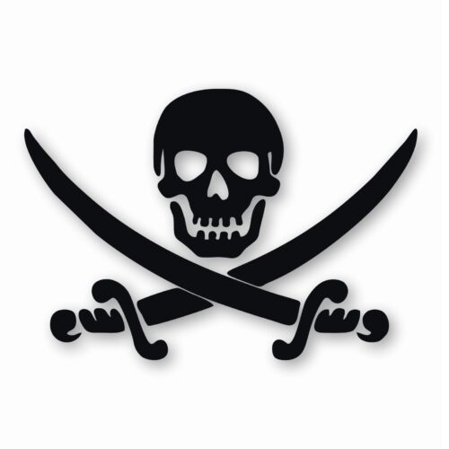 Pirate Skull Sword Crossbones - Vinyl Decal Sticker - CHOOSE Size & Color