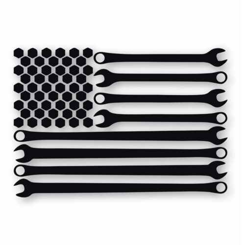American Flag Wrenches Toolbox- Vinyl Decal Sticker - CHOOSE Size & Color
