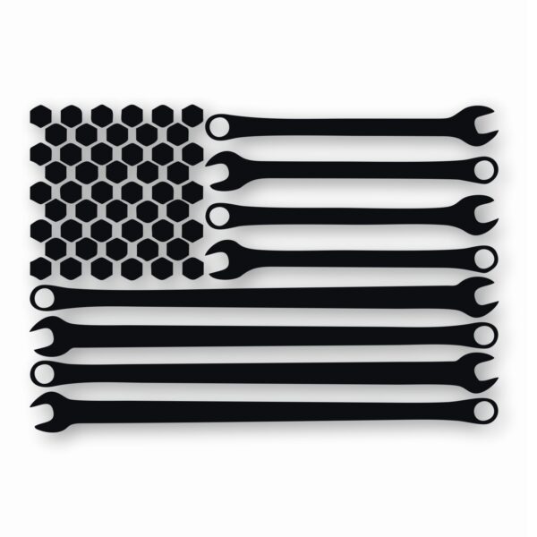 American Flag Wrenches Toolbox- Vinyl Decal Sticker - CHOOSE Size & Color