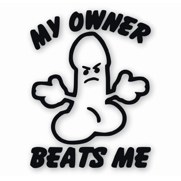 My Ownr Beats Me Penis Funny - Vinyl Decal Sticker - CHOOSE Size & Color