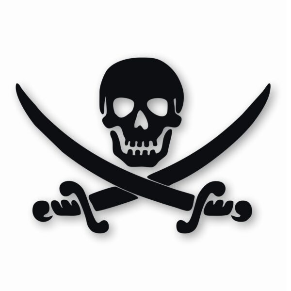 Pirate Skull Sword Crossbones - Vinyl Decal Sticker - CHOOSE Size & Color