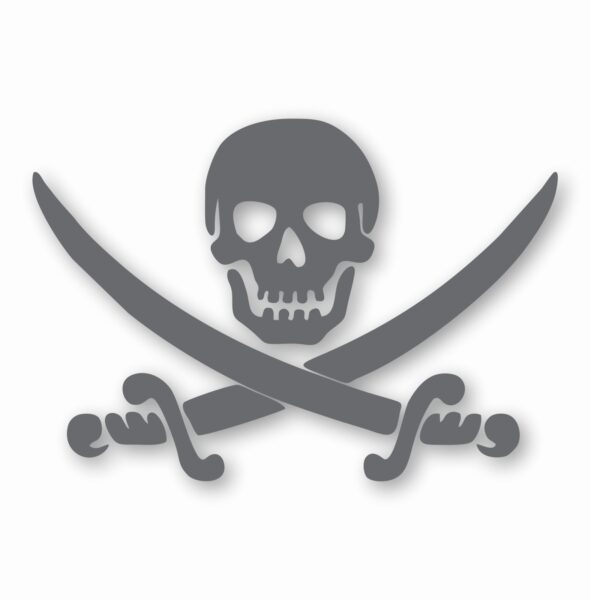 Pirate Skull Sword Crossbones - Vinyl Decal Sticker - CHOOSE Size & Color