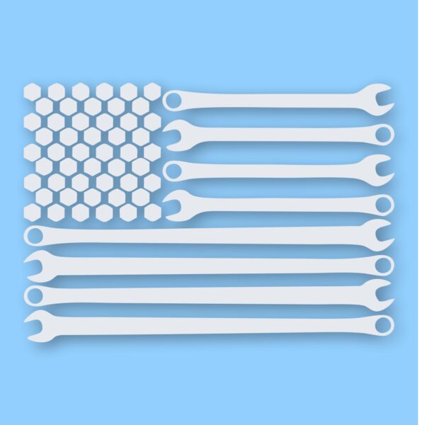 American Flag Wrenches Toolbox- Vinyl Decal Sticker - CHOOSE Size & Color
