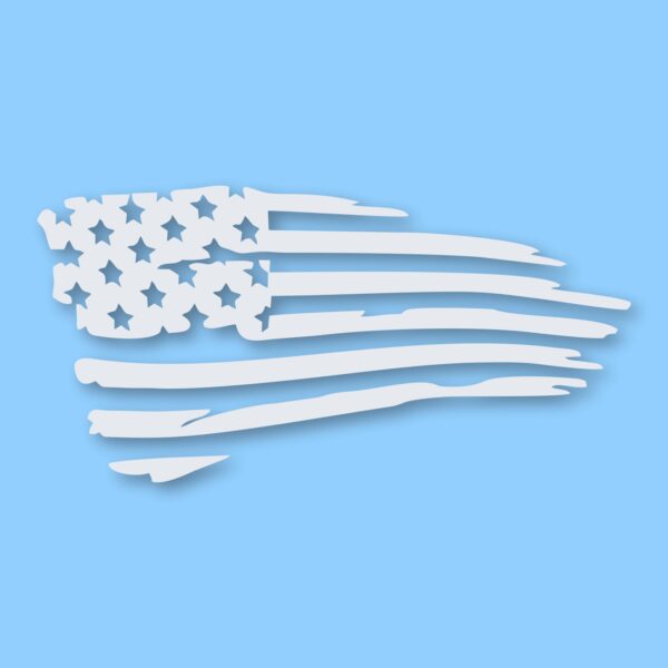 American Flag Tattered USA - Vinyl Decal Sticker - CHOOSE Size & Color