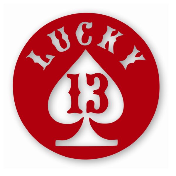 Lucky 13 Spade Card Motorcycle - Vinyl Decal Sticker - CHOOSE Size & Color
