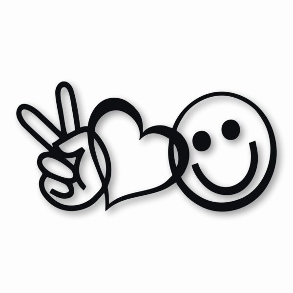 PEACE LOVE HAPPINESS Symbols Emoji - Vinyl Decal Sticker - CHOOSE Size & Color