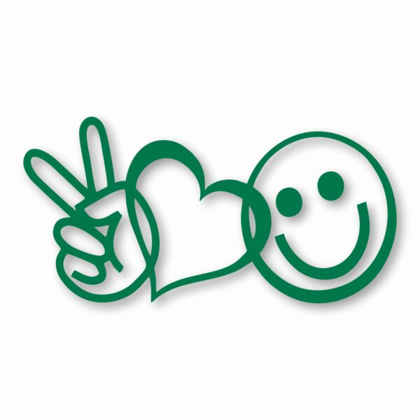 PEACE LOVE HAPPINESS Symbols Emoji - Vinyl Decal Sticker - CHOOSE Size & Color