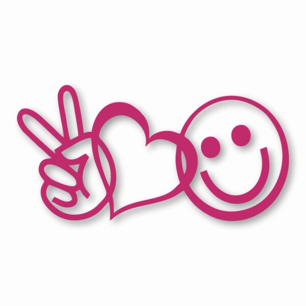 PEACE LOVE HAPPINESS Symbols Emoji - Vinyl Decal Sticker - CHOOSE Size & Color