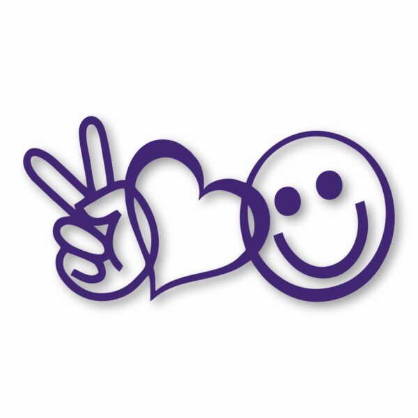 PEACE LOVE HAPPINESS Symbols Emoji - Vinyl Decal Sticker - CHOOSE Size & Color