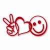 PEACE LOVE HAPPINESS Symbols Emoji - Vinyl Decal Sticker - CHOOSE Size & Color