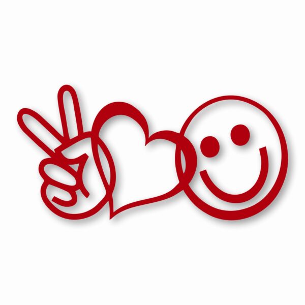 PEACE LOVE HAPPINESS Symbols Emoji - Vinyl Decal Sticker - CHOOSE Size & Color