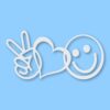 PEACE LOVE HAPPINESS Symbols Emoji - Vinyl Decal Sticker - CHOOSE Size & Color