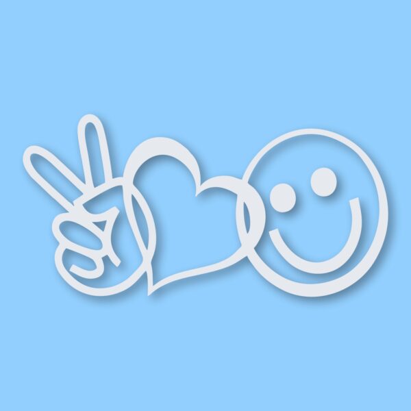 PEACE LOVE HAPPINESS Symbols Emoji - Vinyl Decal Sticker - CHOOSE Size & Color