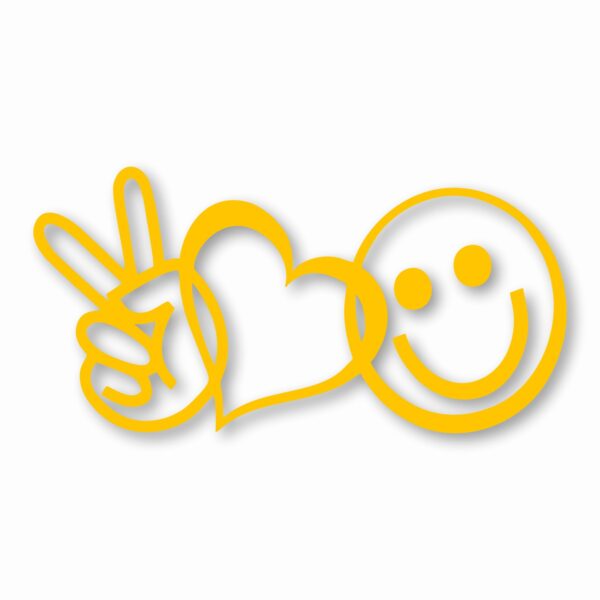 PEACE LOVE HAPPINESS Symbols Emoji - Vinyl Decal Sticker - CHOOSE Size & Color