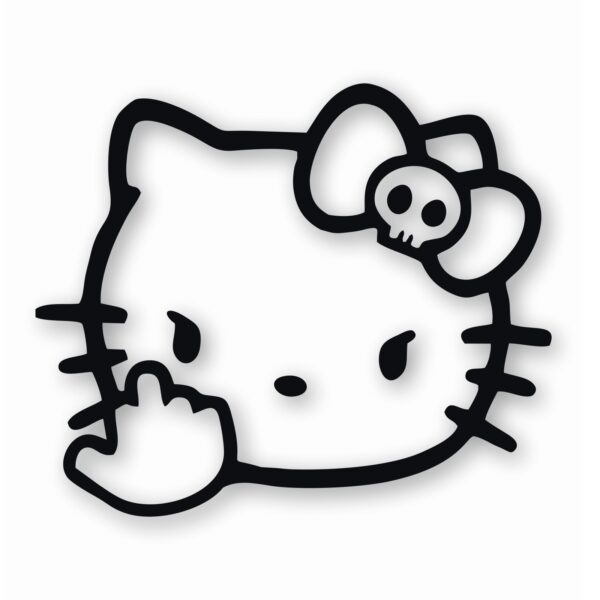 Angry Hello Kitty Giving Finger - Vinyl Decal Sticker - CHOOSE Size & Color
