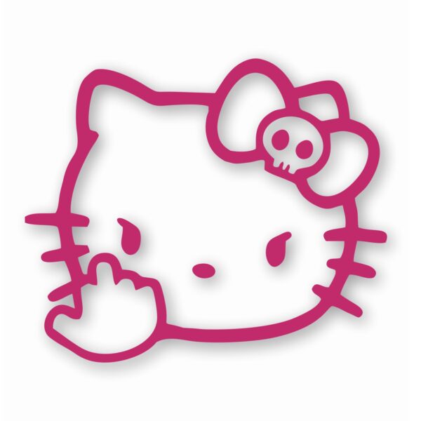 Angry Hello Kitty Giving Finger - Vinyl Decal Sticker - CHOOSE Size & Color
