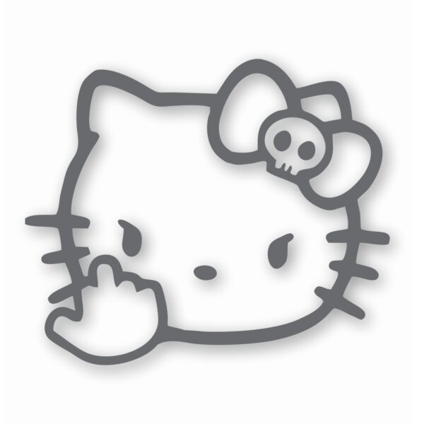 Angry Hello Kitty Giving Finger - Vinyl Decal Sticker - CHOOSE Size & Color