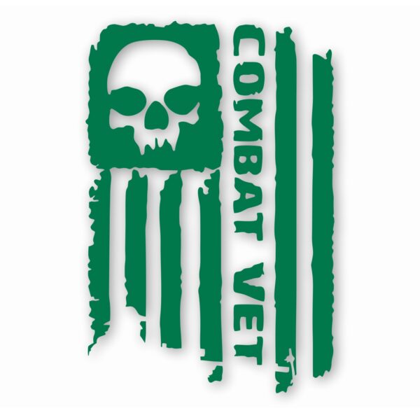 Combat Veteran Tattered Flag Military- Vinyl Decal Sticker - CHOOSE Size & Color