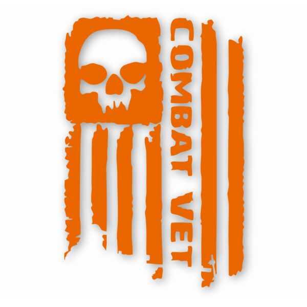 Combat Veteran Tattered Flag Military- Vinyl Decal Sticker - CHOOSE Size & Color