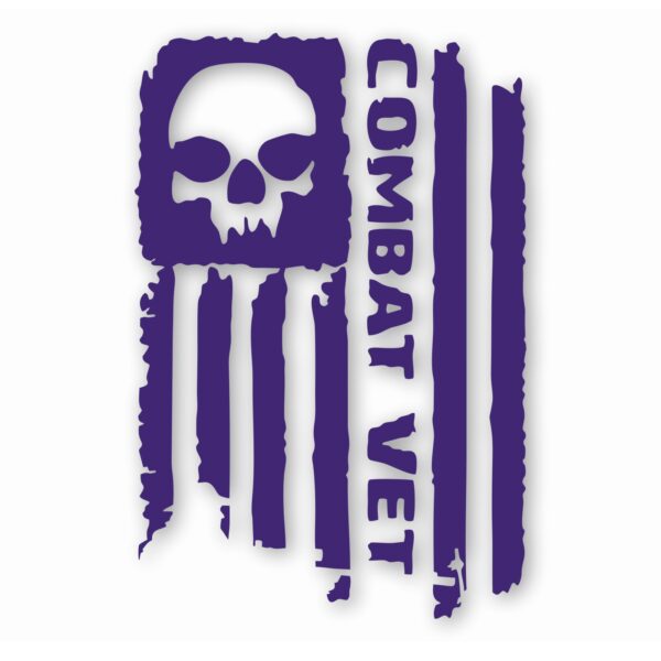 Combat Veteran Tattered Flag Military- Vinyl Decal Sticker - CHOOSE Size & Color