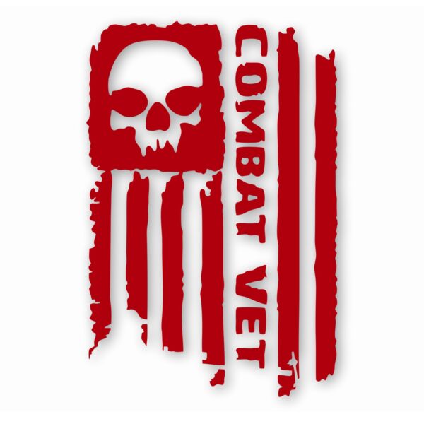 Combat Veteran Tattered Flag Military- Vinyl Decal Sticker - CHOOSE Size & Color