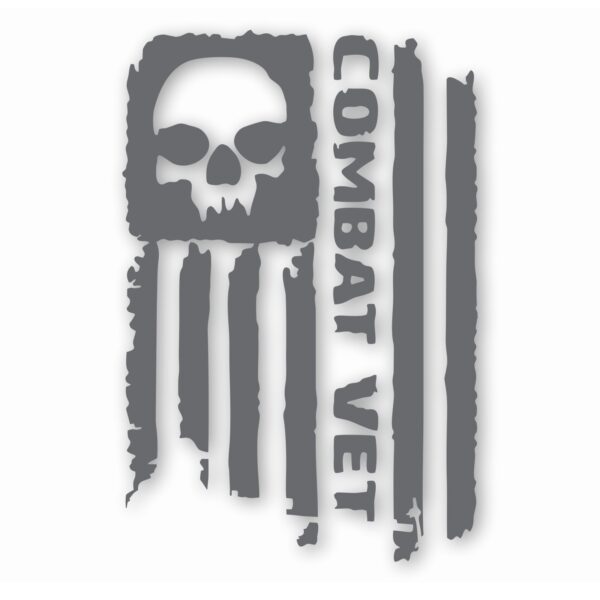 Combat Veteran Tattered Flag Military- Vinyl Decal Sticker - CHOOSE Size & Color