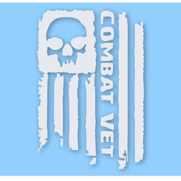 Combat Veteran Tattered Flag Military- Vinyl Decal Sticker - CHOOSE Size & Color