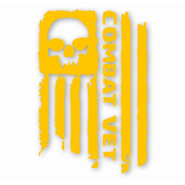 Combat Veteran Tattered Flag Military- Vinyl Decal Sticker - CHOOSE Size & Color