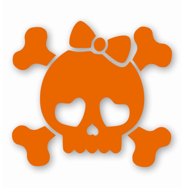 Cute Girly Skull Bow Crossbones - Vinyl Decal Sticker - CHOOSE Size & Color