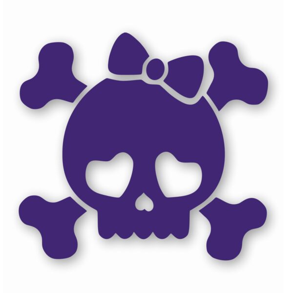 Cute Girly Skull Bow Crossbones - Vinyl Decal Sticker - CHOOSE Size & Color