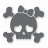 Cute Girly Skull Bow Crossbones - Vinyl Decal Sticker - CHOOSE Size & Color