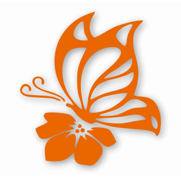 Butterfly On Flower - Vinyl Decal Sticker - CHOOSE Size & Color
