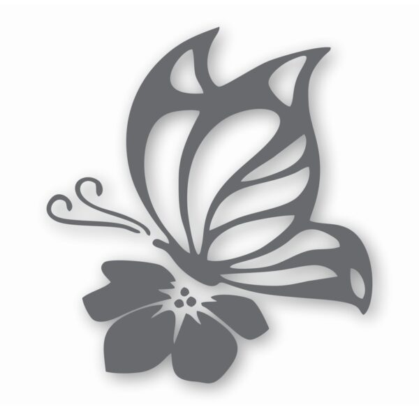 Butterfly On Flower - Vinyl Decal Sticker - CHOOSE Size & Color