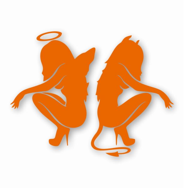 Kneeling Angel Devil Sexy Girls - Vinyl Decal Sticker - CHOOSE Size & Color