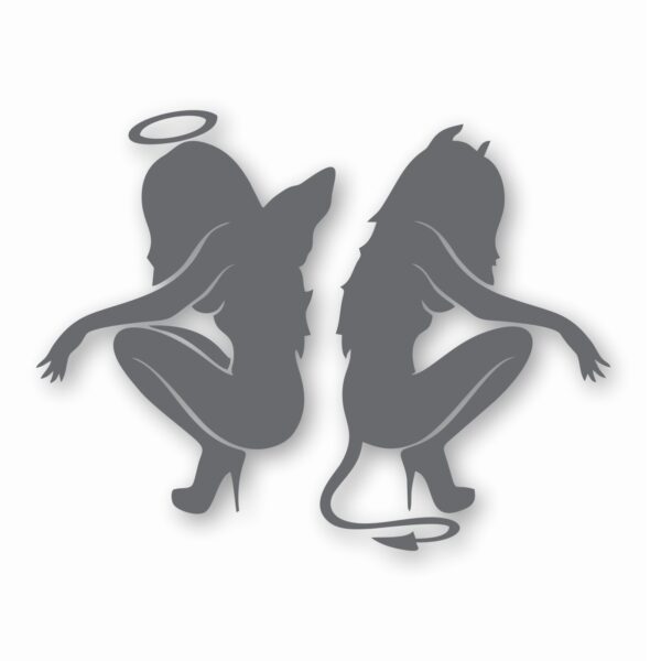Kneeling Angel Devil Sexy Girls - Vinyl Decal Sticker - CHOOSE Size & Color