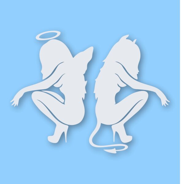 Kneeling Angel Devil Sexy Girls - Vinyl Decal Sticker - CHOOSE Size & Color