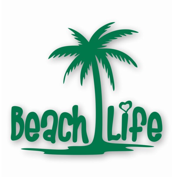 Beach Life Palm Tree - Vinyl Decal Sticker - CHOOSE Size & Color