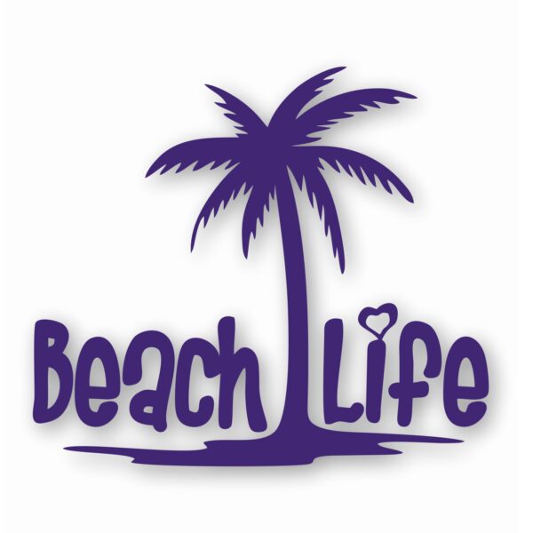 Beach Life Palm Tree - Vinyl Decal Sticker - CHOOSE Size & Color