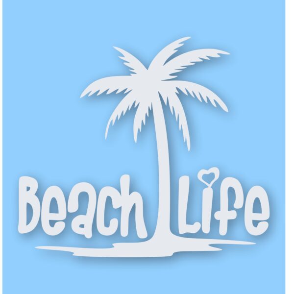 Beach Life Palm Tree - Vinyl Decal Sticker - CHOOSE Size & Color